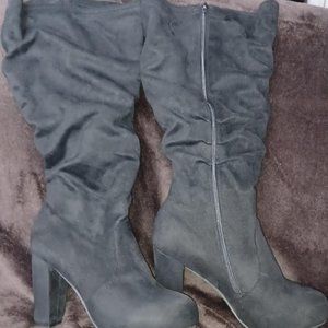 Torrid Ruched Knee-High Wide-Calf Faux-Suede Boots